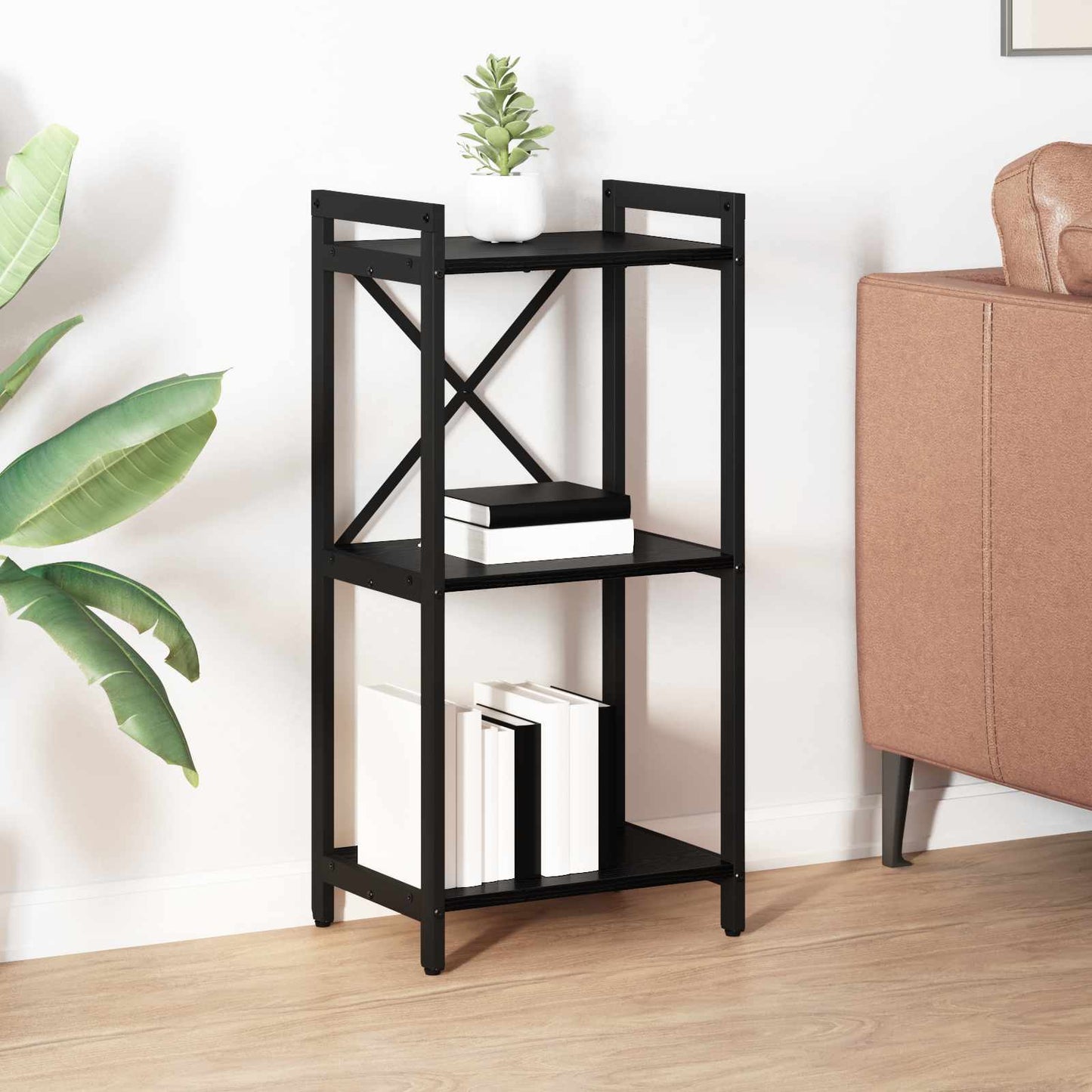 Bücherregal Schwarz Eichen-Optik 40 x 30 x 83 cm Holzwerkstoff