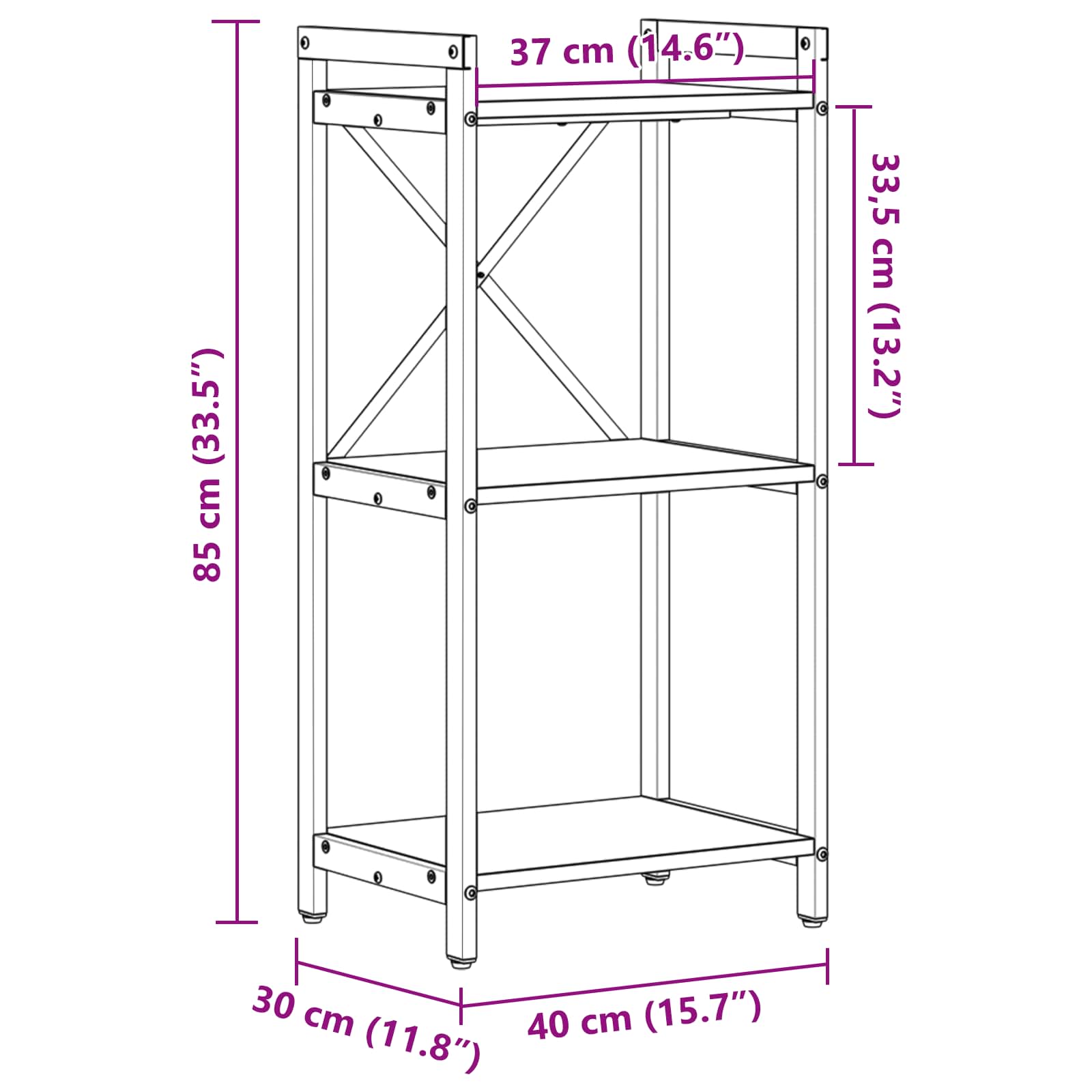 Bücherregal 40 x 30 x 85 cm Holzwerkstoff Sonoma-Eiche