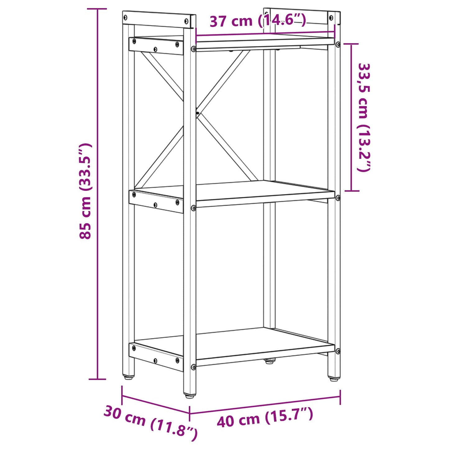 Bücherregal 40 x 30 x 85 cm Holzwerkstoff Artisan-Eiche