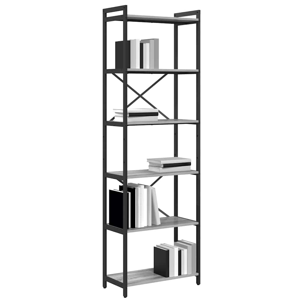 Bücherregal Grau Sonoma 60 x 30 x 188 cm Holzwerkstoff
