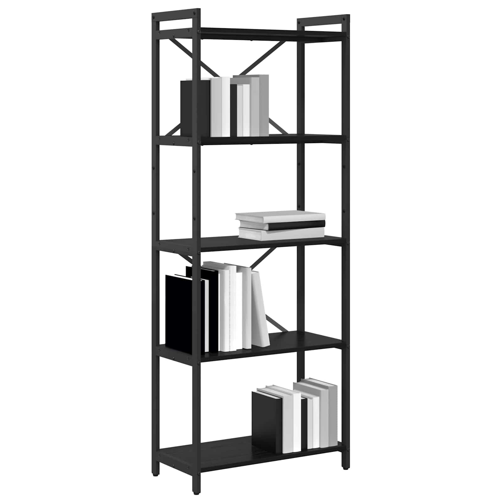 Bücherregal 60 x 30 x 155 cm Holzwerkstoff Schwarz Eichen-Optik