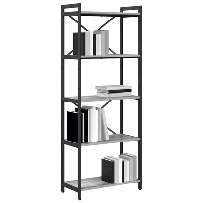 Bücherregal 60 x 30 x 155 cm Holzwerkstoff Grau Sonoma