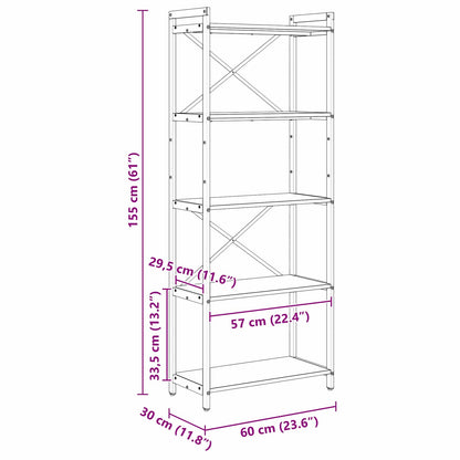 Bücherregal 60 x 30 x 155 cm Holzwerkstoff Grau Sonoma