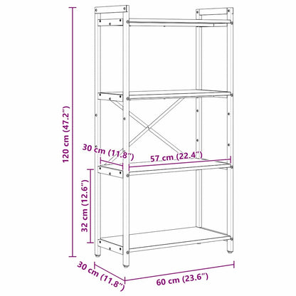 Bücherregal 60 x 30 x 120 cm Holzwerkstoff Schwarz Eichen-Optik