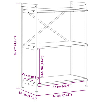 Bücherregal 60 x 30 x 85 cm Holzwerkstoff Schwarz Eichen-Optik