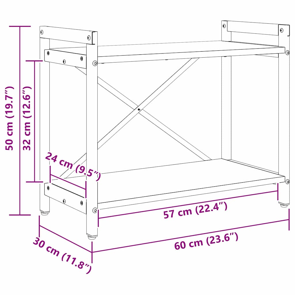 Bücherregal 60 x 30 x 50 cm Holzwerkstoff Schwarz Eichen-Optik