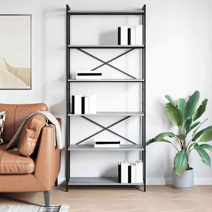 Bücherregal 80 x 30 x 189,5 cm Holzwerkstoff Grau Sonoma