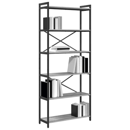 Bücherregal 80 x 30 x 189,5 cm Holzwerkstoff Grau Sonoma