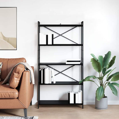 Bücherregal 80 x 30 x 155 cm Holzwerkstoff Schwarz Eichen-Optik