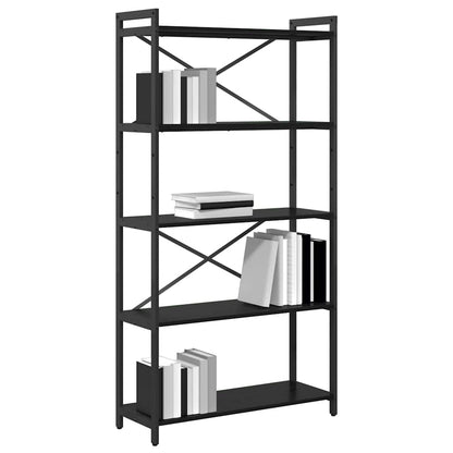Bücherregal 80 x 30 x 155 cm Holzwerkstoff Schwarz Eichen-Optik