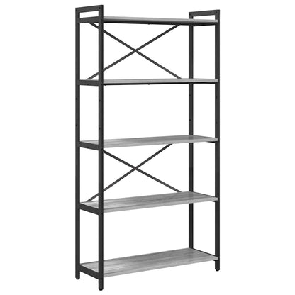 Bücherregal 80 x 30 x 155 cm Holzwerkstoff Grau Sonoma