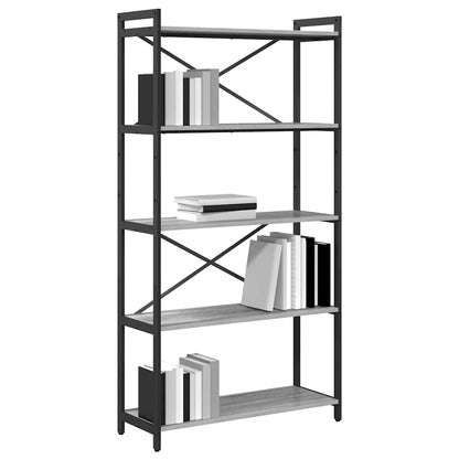 Bücherregal 80 x 30 x 155 cm Holzwerkstoff Grau Sonoma
