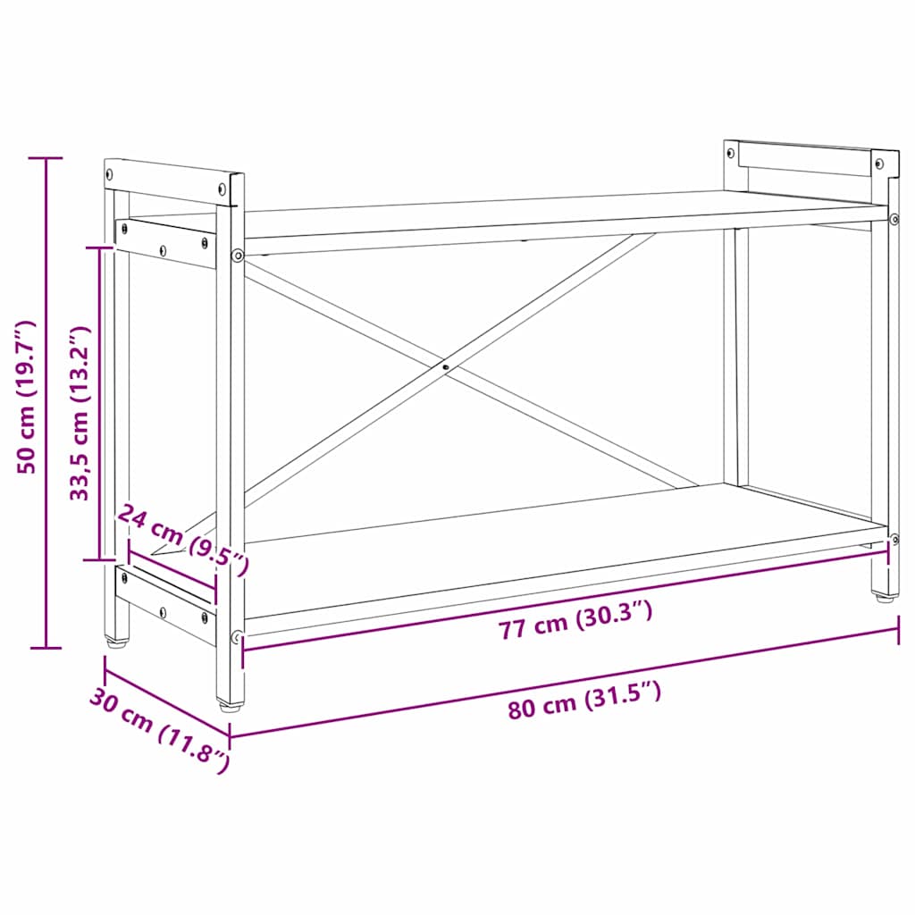 Bücherregal 80 x 30 x 50 cm Holzwerkstoff Grau Sonoma