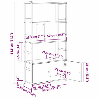 Bücherregal 80 x 30 x 155,5 cm Holzwerkstoff Altholz
