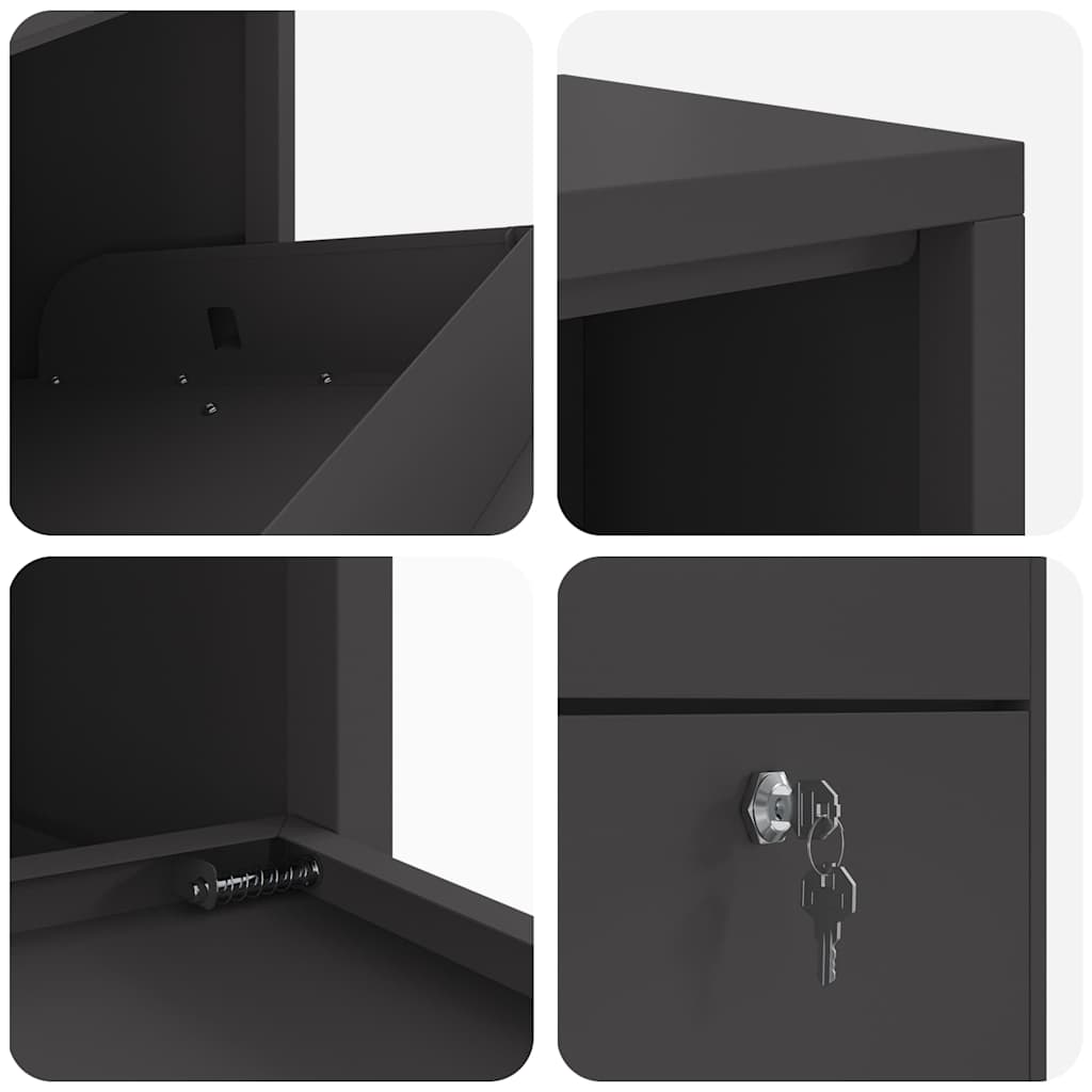 Paketdrop-Box mit Speicher Schwarz 44 x 22 x 82 cm Stahl