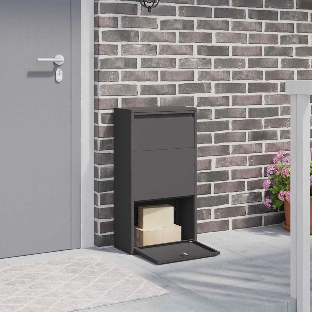 Paketdrop-Box mit Speicher Schwarz 44 x 22 x 82 cm Stahl