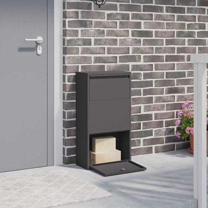 Paketdrop-Box mit Speicher Schwarz 44 x 22 x 82 cm Stahl