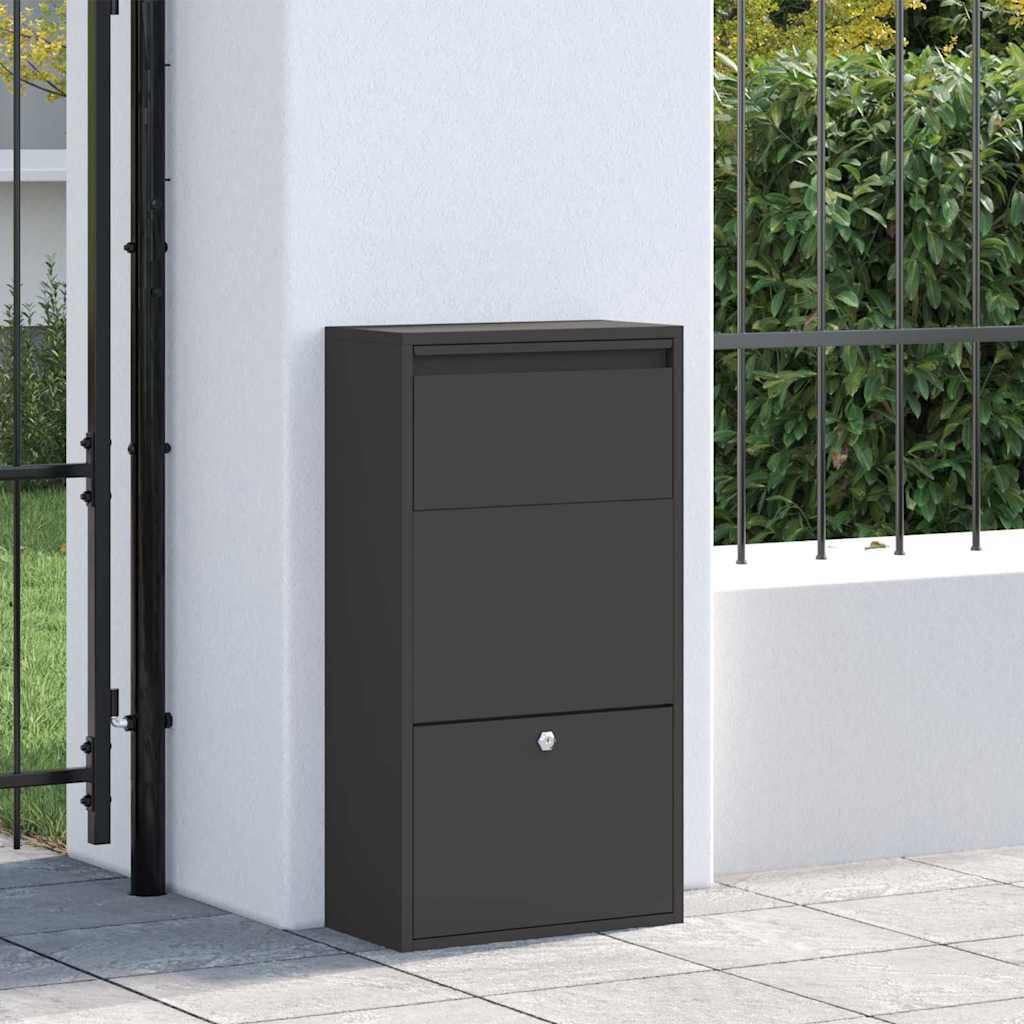 Paketdrop-Box mit Speicher Schwarz 44 x 22 x 82 cm Stahl
