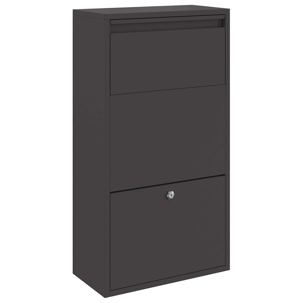 Paketdrop-Box mit Speicher Schwarz 44 x 22 x 82 cm Stahl