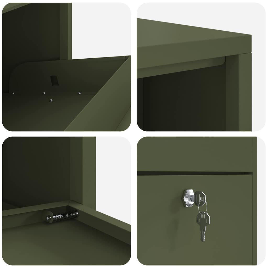 Paketdrop-Box mit Speicher Olive Grün 44 x 22 x 82 cm Stahl