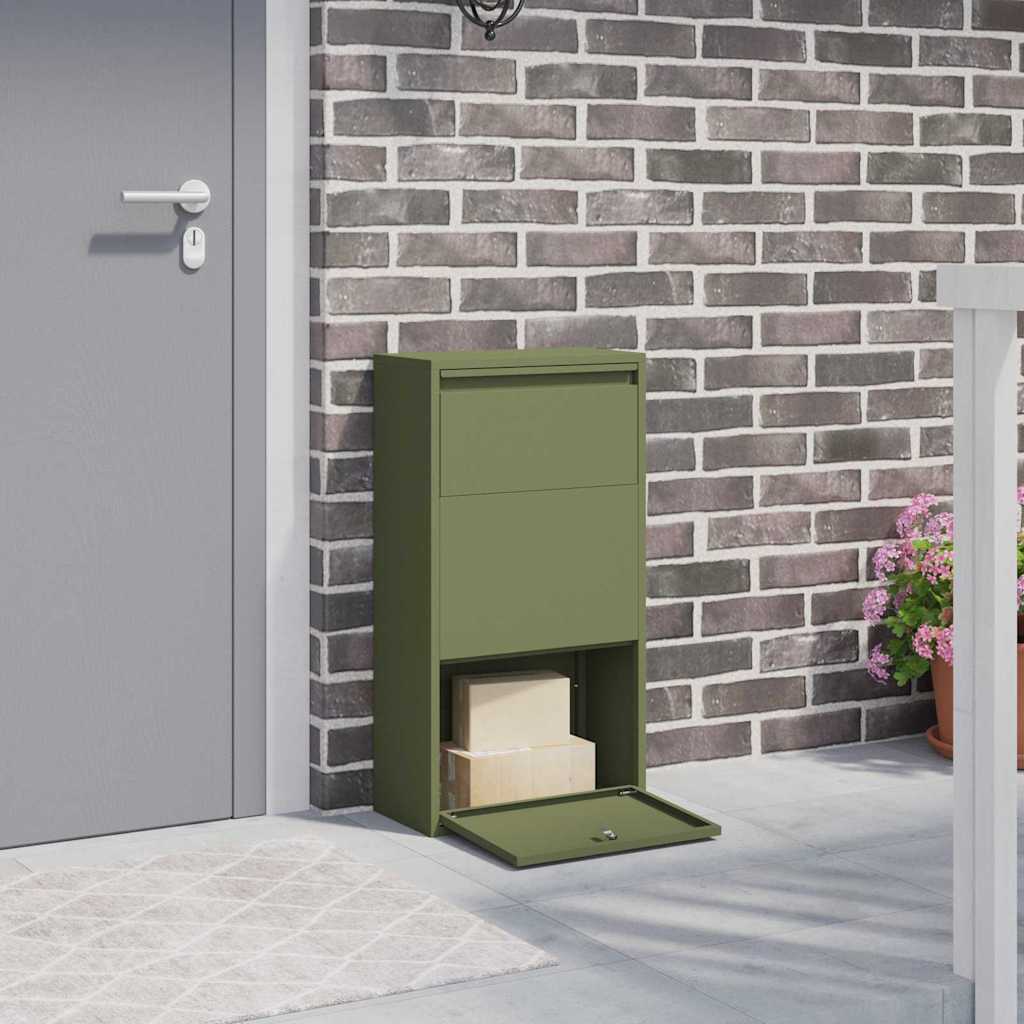Paketdrop-Box mit Speicher Olive Grün 44 x 22 x 82 cm Stahl