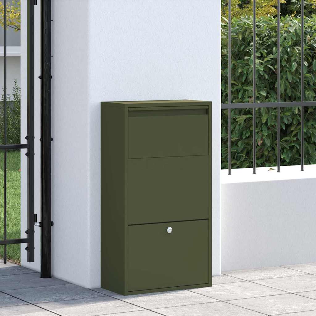 Paketdrop-Box mit Speicher Olive Grün 44 x 22 x 82 cm Stahl