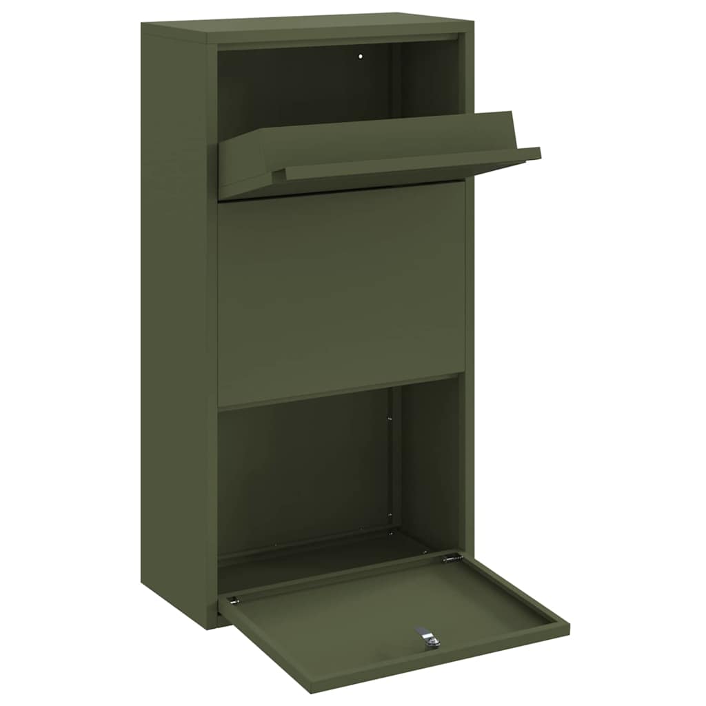 Paketdrop-Box mit Speicher Olive Grün 44 x 22 x 82 cm Stahl