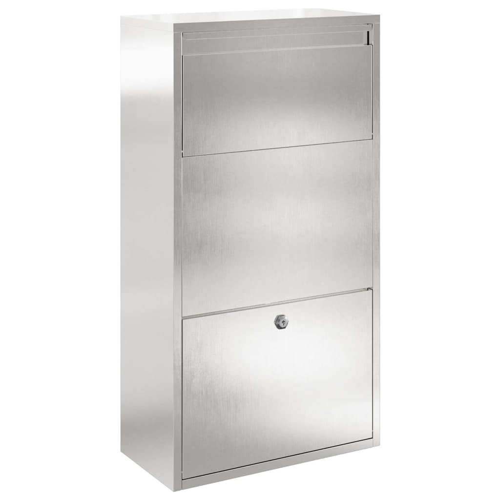 Paketdrop-Box mit Speicher Silber 44 x 22 x 82 cm Edelstahl