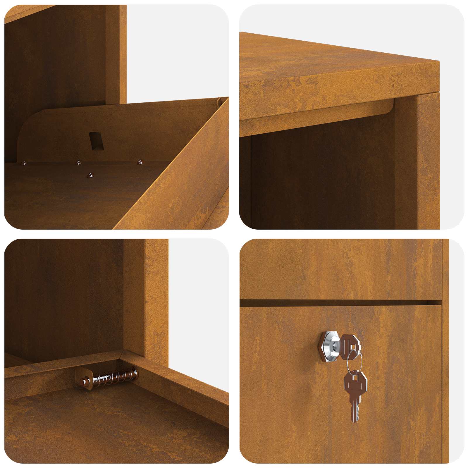 Paketdrop-Box mit Tür Rostig 44 x 22 x 82 cm Wetterfeststahl