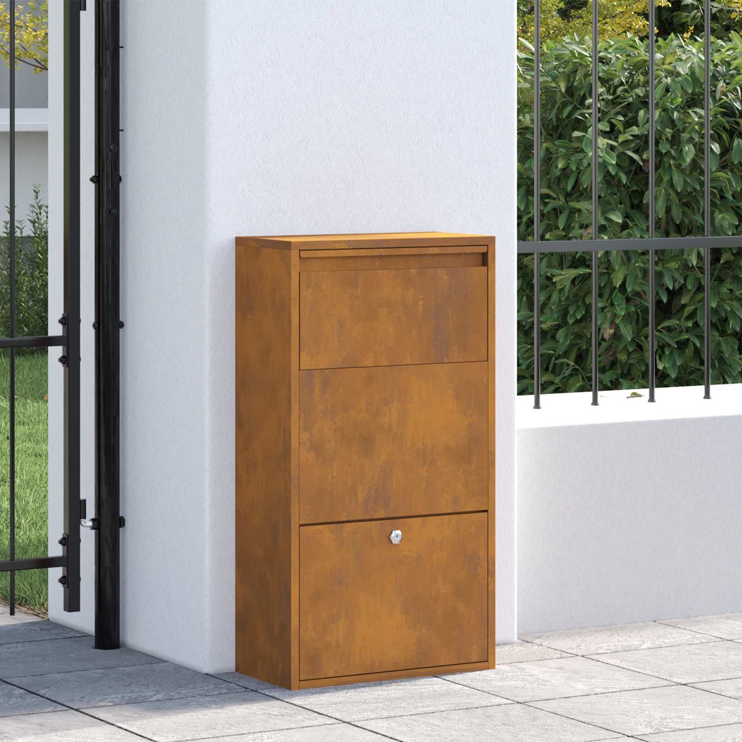 Paketdrop-Box mit Tür Rostig 44 x 22 x 82 cm Wetterfeststahl