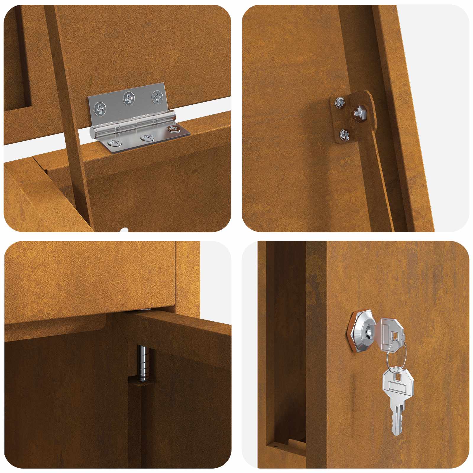 Paketdrop-Box Rostig 44,5 x 29 x 110,5 cm Wetterfeststahl