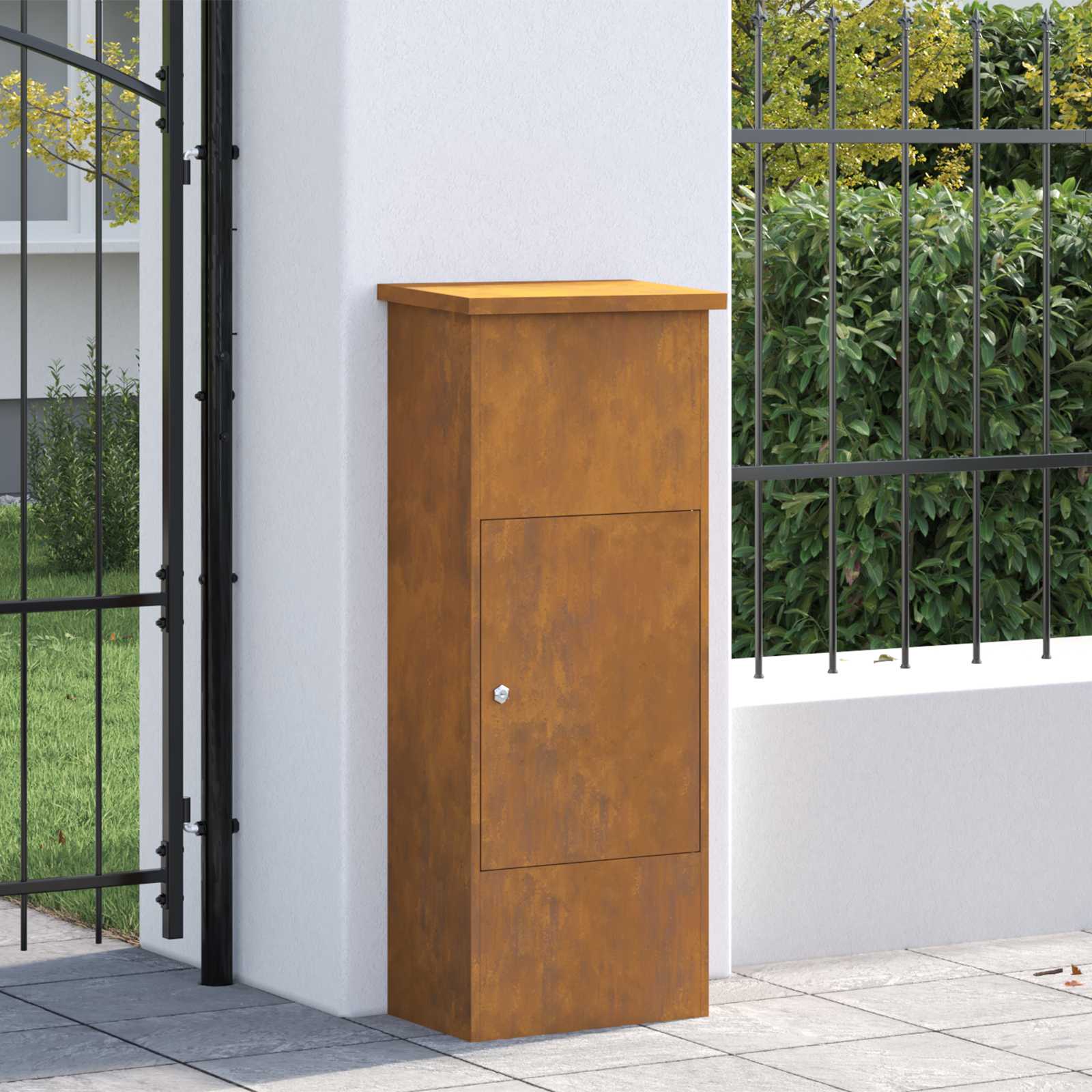 Paketdrop-Box Rostig 44,5 x 29 x 110,5 cm Wetterfeststahl