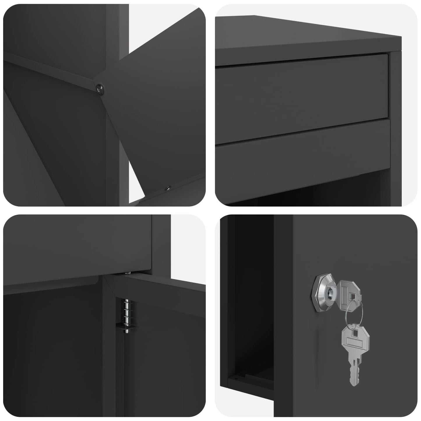 Paketdrop-Box mit Speicher Schwarz 41 x 38 x 103 cm Stahl