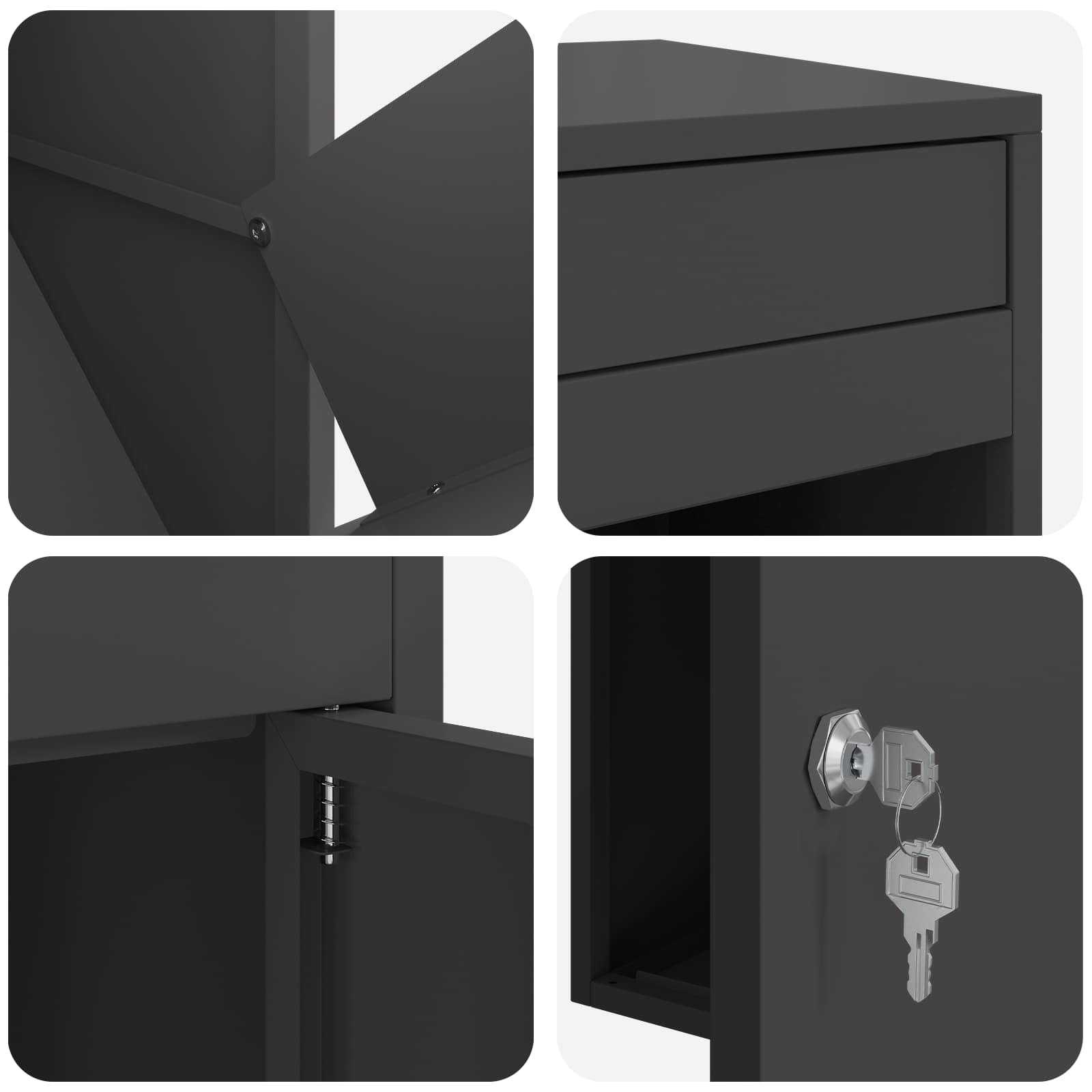 Paketdrop-Box mit Speicher Schwarz 41 x 38 x 103 cm Stahl