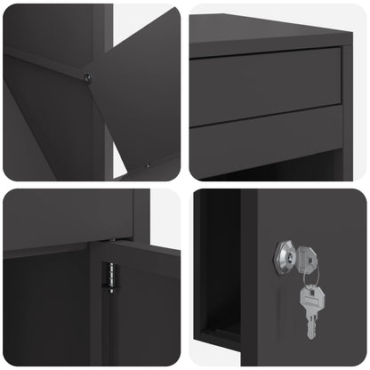 Paketdrop-Box mit Speicher Schwarz 41 x 38 x 103 cm Stahl