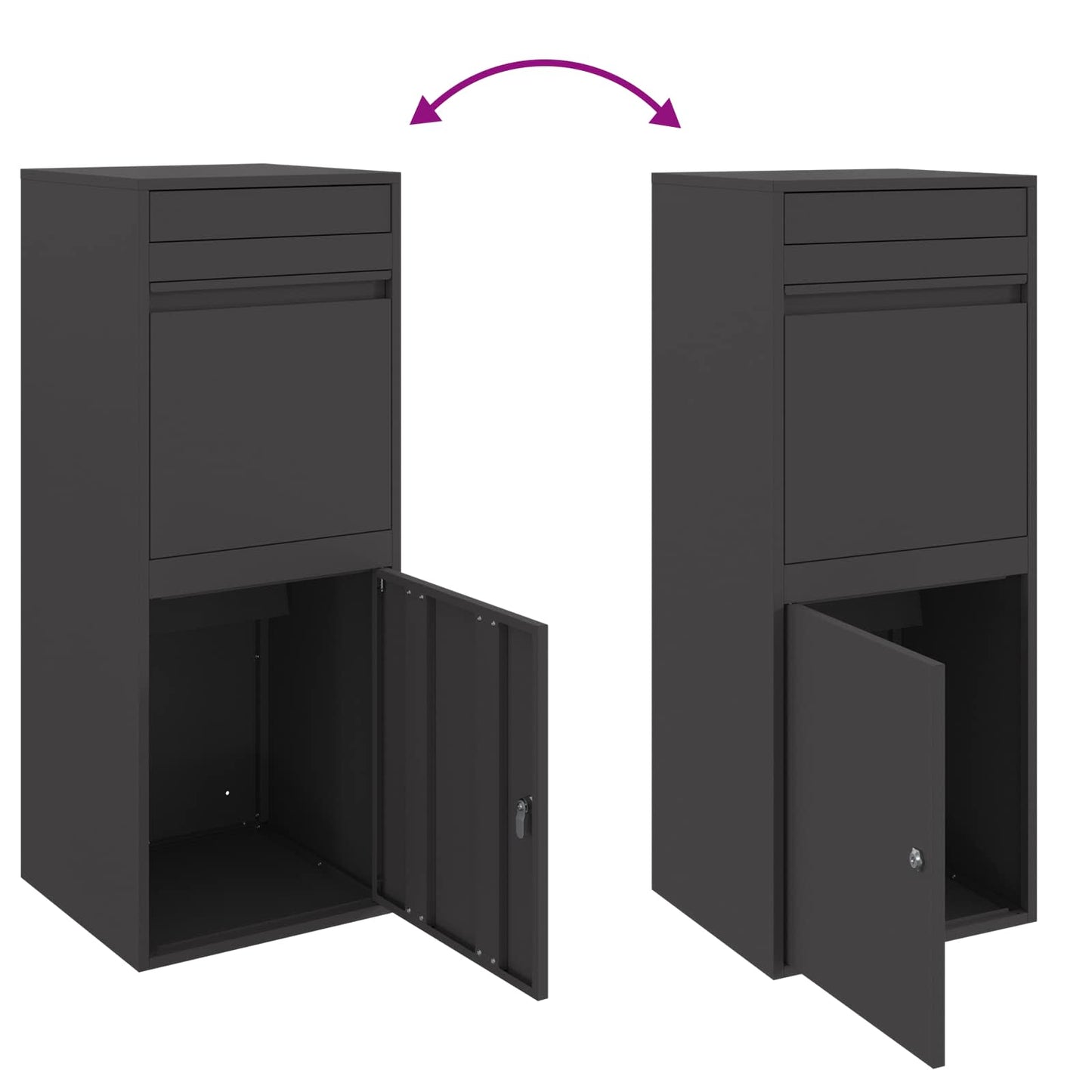 Paketdrop-Box mit Speicher Schwarz 41 x 38 x 103 cm Stahl