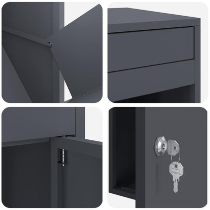 Paketdrop-Box mit Speicher Anthrazit 41 x 38 x 103 cm Stahl