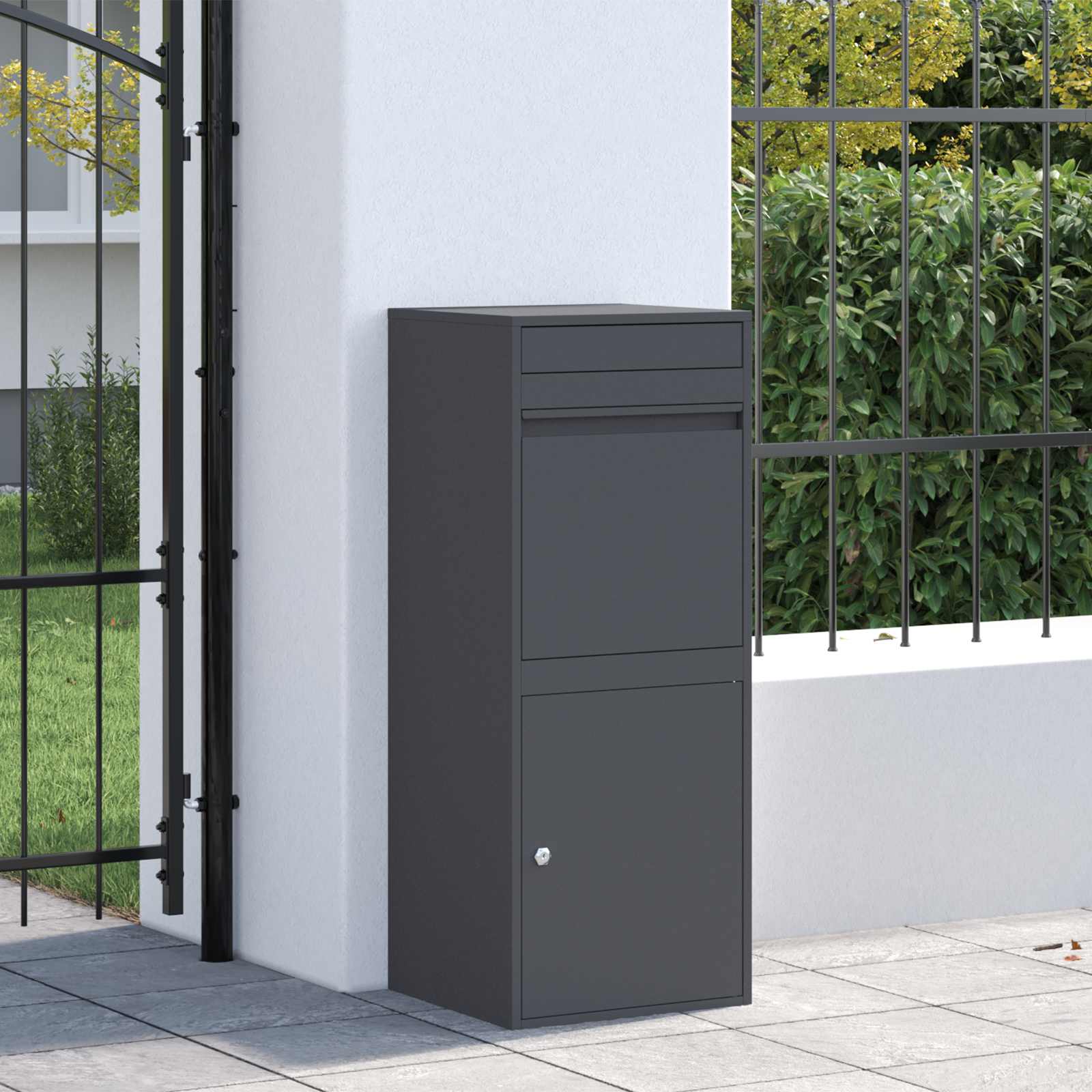 Paketdrop-Box mit Speicher Anthrazit 41 x 38 x 103 cm Stahl