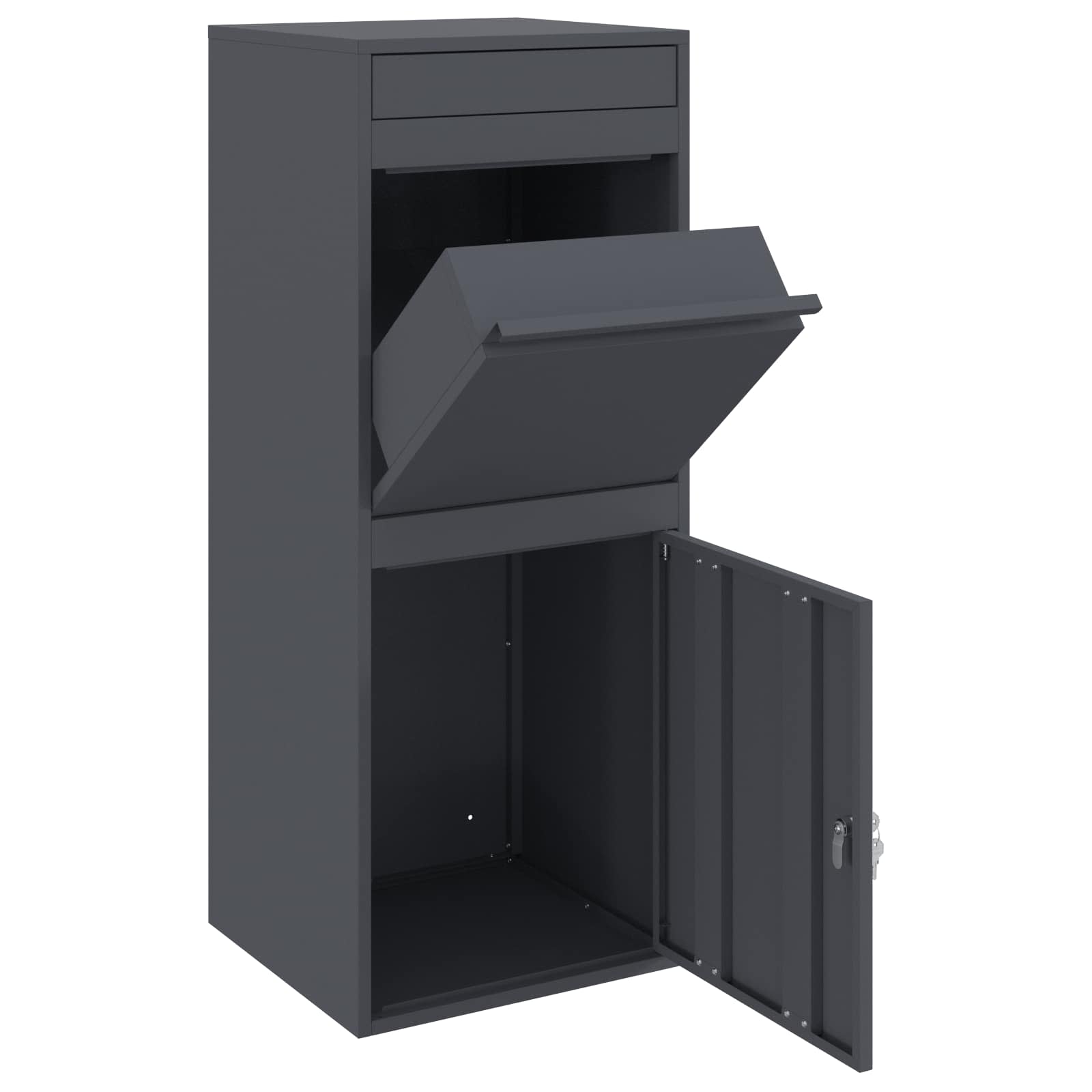 Paketdrop-Box mit Speicher Anthrazit 41 x 38 x 103 cm Stahl