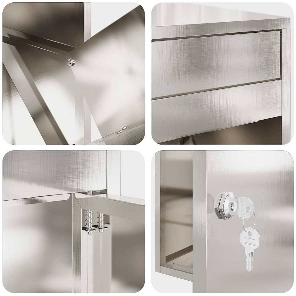 Paketdrop-Box mit Speicher Silber 41 x 38 x 103 cm Edelstahl