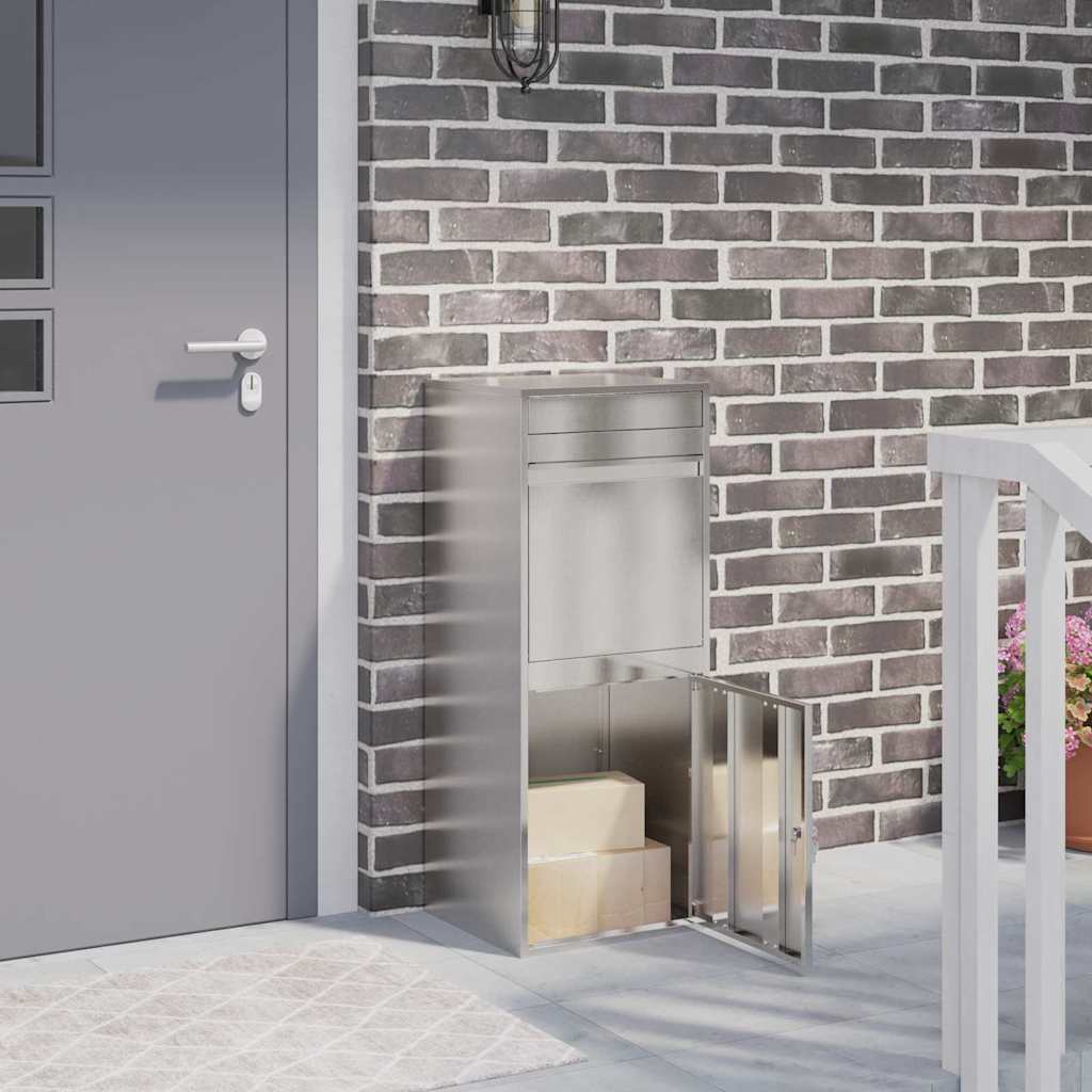 Paketdrop-Box mit Speicher Silber 41 x 38 x 103 cm Edelstahl