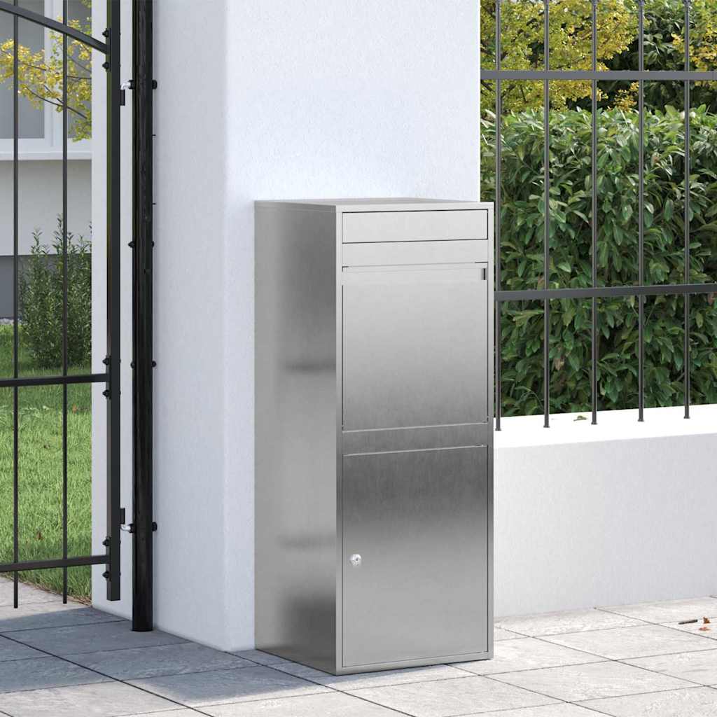 Paketdrop-Box mit Speicher Silber 41 x 38 x 103 cm Edelstahl