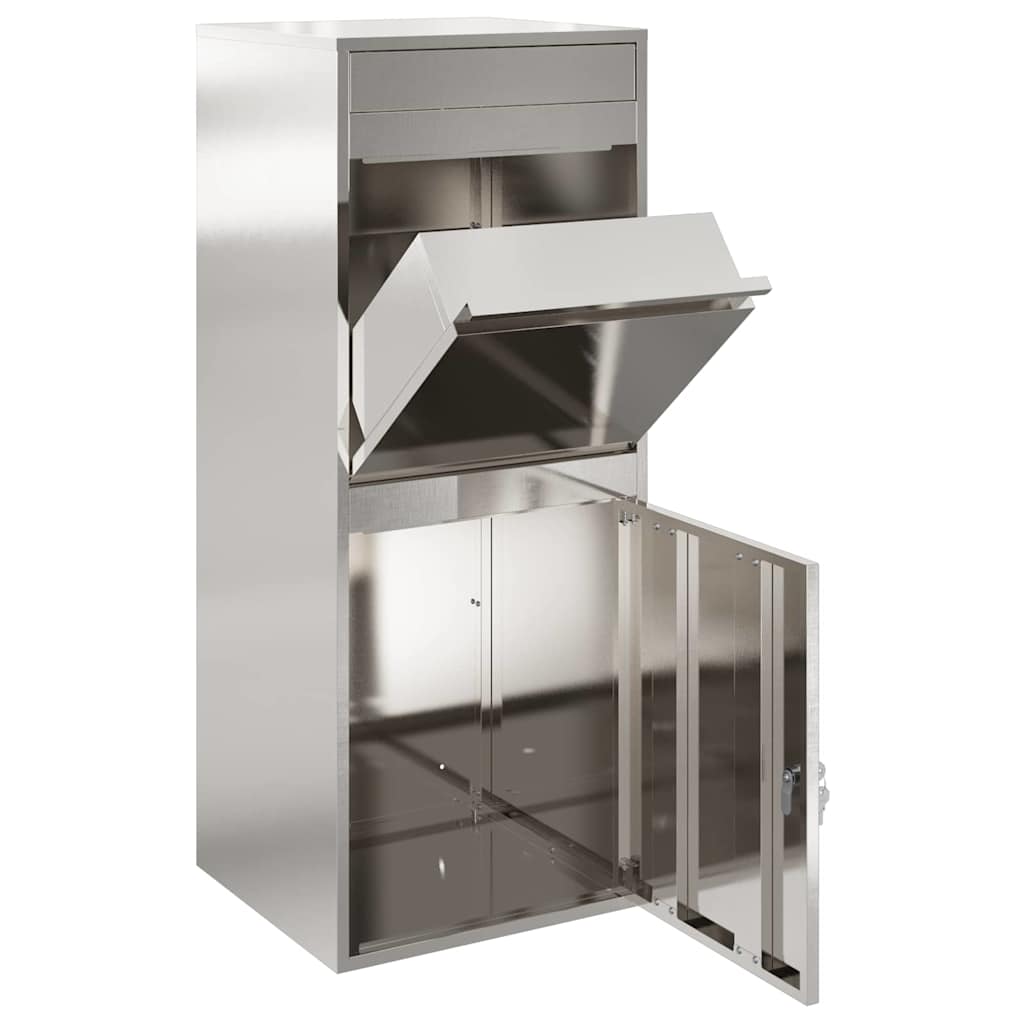 Paketdrop-Box mit Speicher Silber 41 x 38 x 103 cm Edelstahl