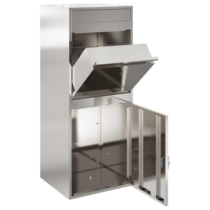 Paketdrop-Box mit Speicher Silber 41 x 38 x 103 cm Edelstahl