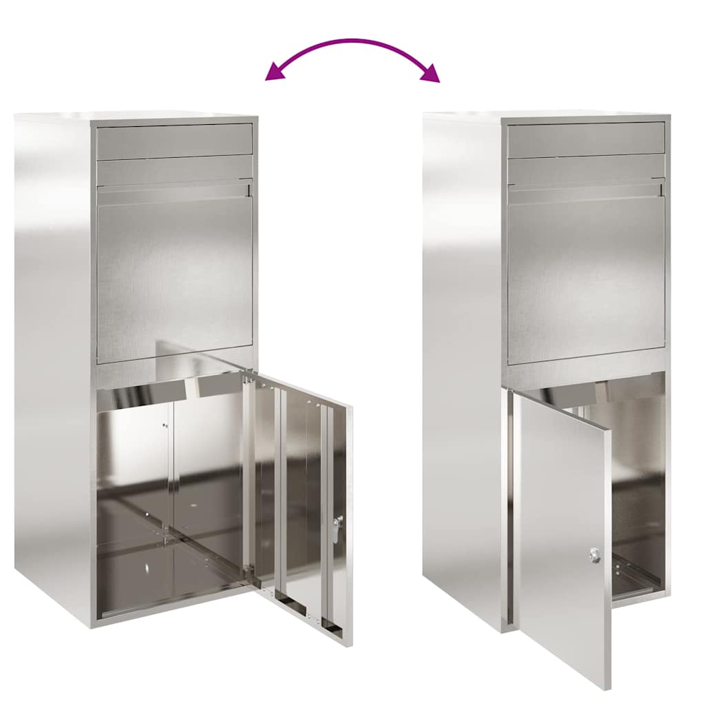Paketdrop-Box mit Speicher Silber 41 x 38 x 103 cm Edelstahl