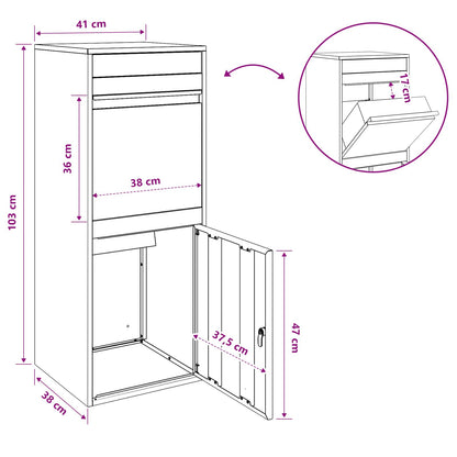 Paketdrop-Box mit Speicher Silber 41 x 38 x 103 cm Edelstahl