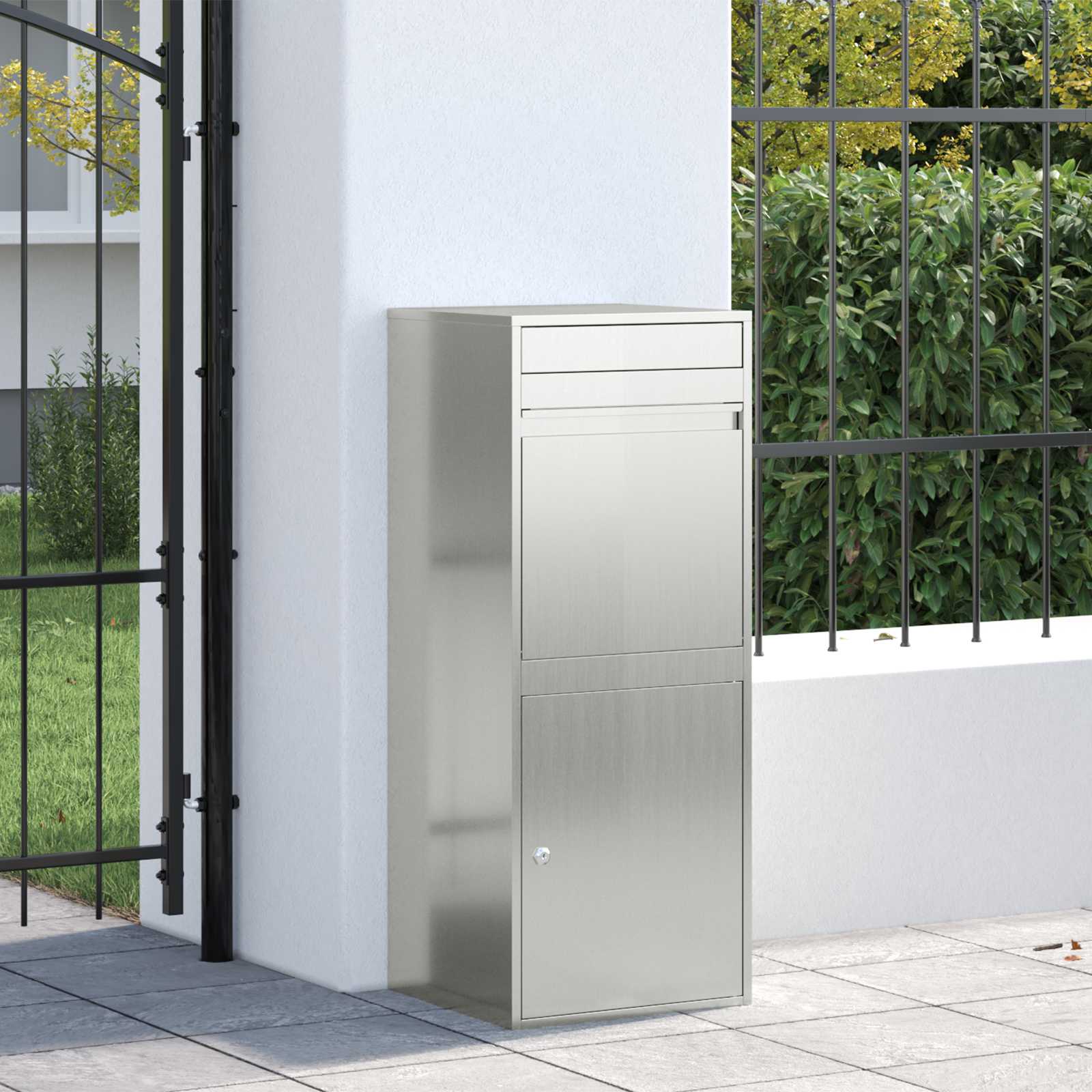 Paketdrop-Box mit Tür Silber 41 x 38 x 103 cm Verzinkter Stahl