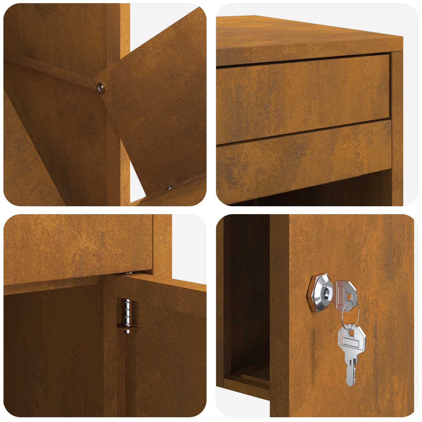 Paketdrop-Box Rostoptik 41 x 38 x 103 cm Wetterfeststahl