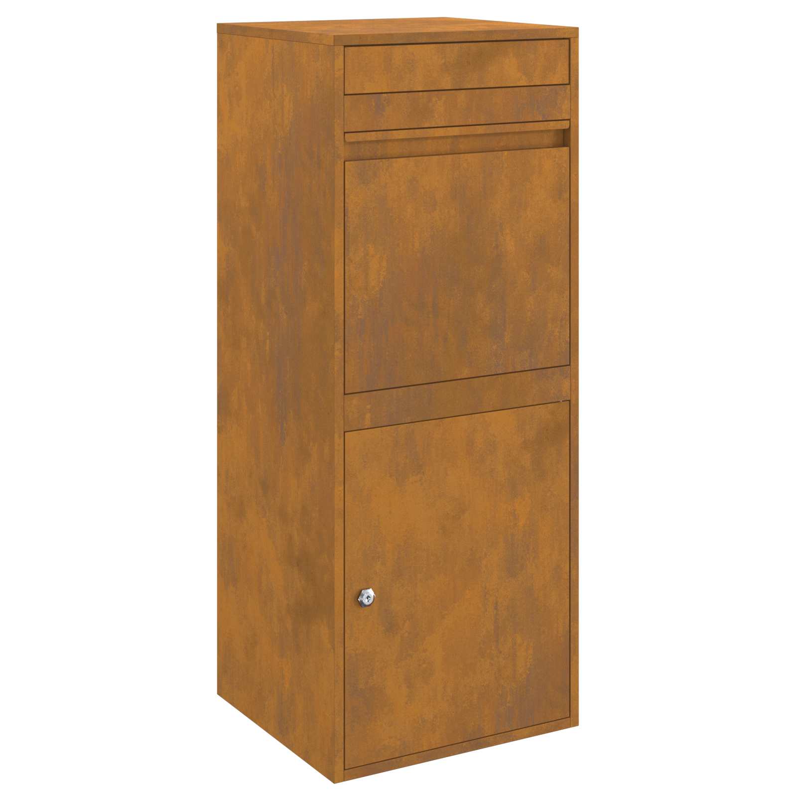 Paketdrop-Box Rostoptik 41 x 38 x 103 cm Wetterfeststahl