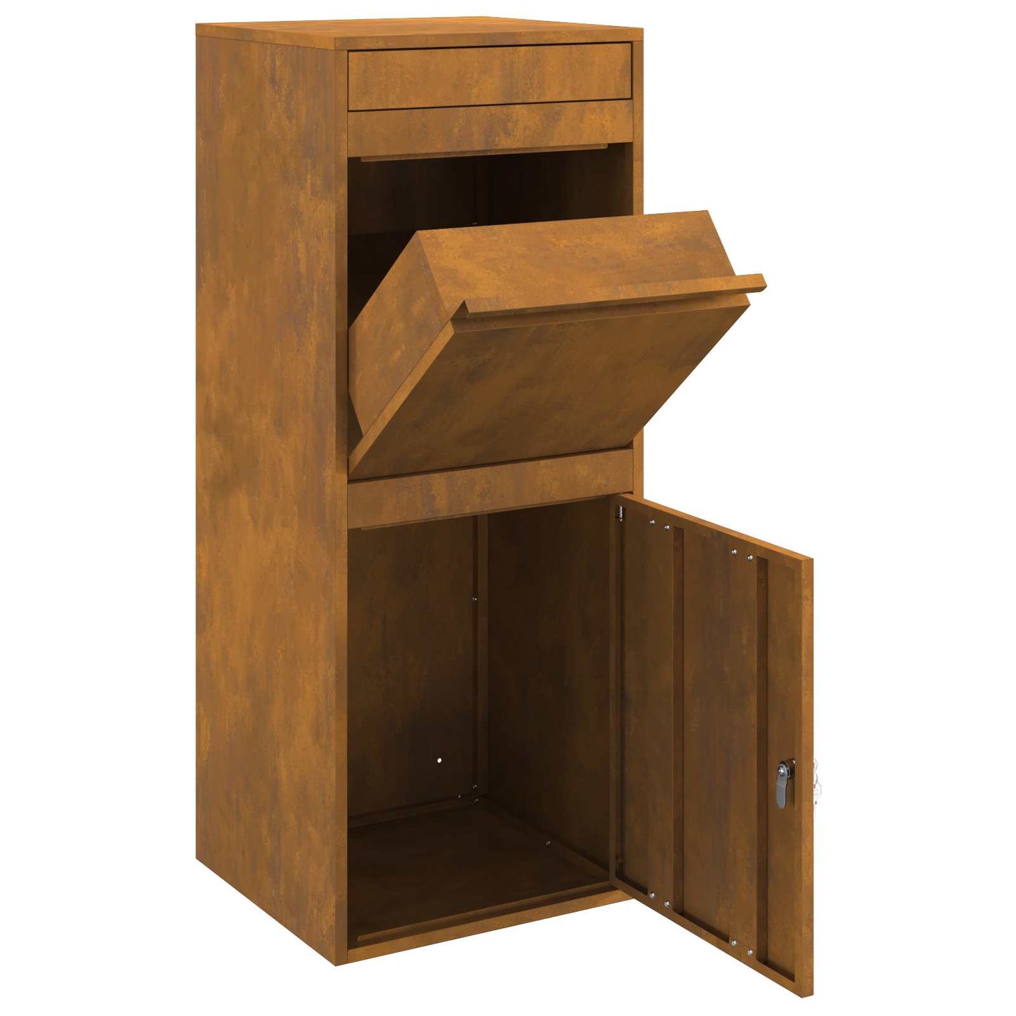 Paketdrop-Box Rostoptik 41 x 38 x 103 cm Wetterfeststahl